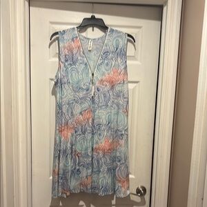 Shoreline Paisley Midi Dress - Blue and Coral